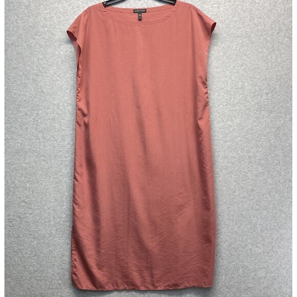 Eileen Fisher Shift Dress Womens Medium Rose Pink Tencel Sleeveless Midi Light - Picture 1 of 14